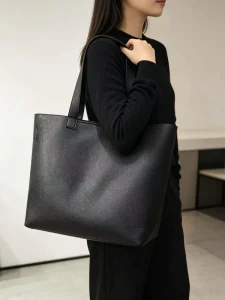 OEM ODM Grain PU Leather Women Hand Bag Large Tote Minimalist Daily Carry Custom Logo