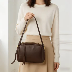 OEM ODM PU Leather Grain Crossbody Bags Retro Camera Style Custom Logo