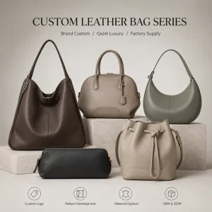 OEM ODM Private Label Quiet Luxury Leather Satchel Hand Bag for Women with Smooth Lining Metal Zipper and Elegant Shape