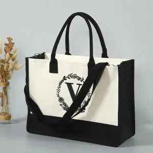 Organic Cotton Canvas Tote Bag Custom Logo Printed Eco Reusable Shopping Tote Bag for Supermarket Promotional