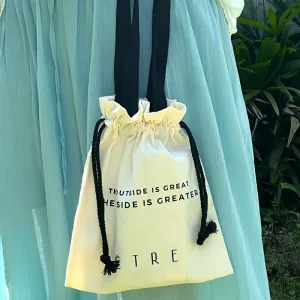 Organic Cotton Canvas Tote Handbags Natural Color Cotton Drawstring Pouch Bag Recyclable and GOTS Certified for Gifts