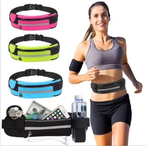 Outdoor Sports Running Jogging Waist Bag Waterproof Earing Hole Waist Belt Pack Fitness Elastic Adjustable Bag