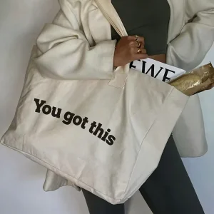 Oversized Fashion Reusable Shopping Canvas Tote Bags with Custom Printed Logo