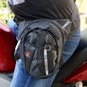 Oxford Motorcycle Riding Waist Leg Bag With Reflective Strip Waterproof Adjustable Straps & Zipper & Hasp Closure