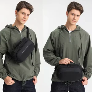 Ozuko 9551 Customized Waterproof Trendy Waist Bag Purse Fitness Sport Hiking Camping Fanny Pack Adjustable Belt Bag for Men