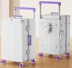 PC Luggage Wide Handle Suitcase Big Capacity Trolley Bag TSA Code Lock Durable Anti Theft Removable Spinner Wheel