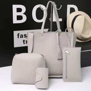 PU Leather Ladies Shoulder Bag Cross Body Bag Purse Wallet 4-piece Set Handbags for Women Fashion