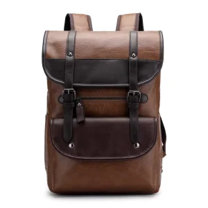 PU Leather Laptop Backpack for Men and Women with Cotton Lining Waterproof Travel