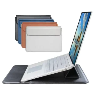 PU Leather Men Women Business Briefcase 3 in 1 Computer Laptop Bag with Stand for Macbook Air Pro 14 Inch Mac Sleeve Case