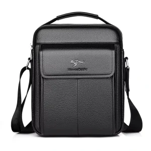 PU Leather Men’s Crossbody Messenger Bag Classic Design Logo Business Travel Sling Sac De Messager