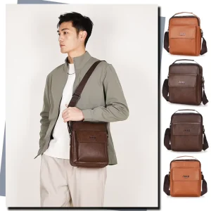 PU Leather Men’s Messenger Bag Business Crossbody Bag Luxury Mobile Phone Bag for All Season and Durable Waterproof