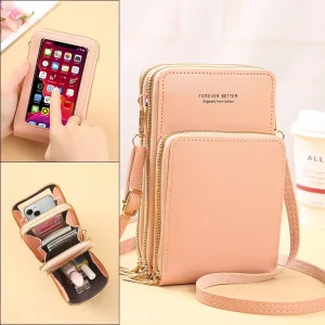 PU Leather Small Crossbody Shoulder Bag for Women Touch Screen Mobile Cell Phone Sling Pouch Purse Wallet with Strap