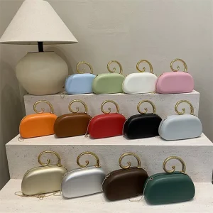PU Leather Top Handle Clutch Bag for Women, Fashion Spiral Handle Mini Bag, Multi-color Casual Crossbody Purse Evening Bags
