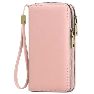 PU Leather Wallet for Women Clutch RFID Blocking Leather Wristlet Purse Zip Around Wallets Large Capacity Credit Card Holder