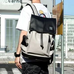 PU Leather Waterproof Letter Pattern Backpack Zipper Custom Logo Laptop Sport School Bag for Men Women 20-36L Capacity