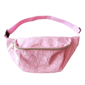 PU Leather Waterproof Zipper Closure Dumpling-shaped Gold Stamp Belt Waist Crossbody Bag for Women Hiking Pack Carrying