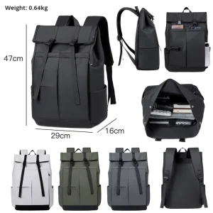 PU Waterproof Lightweight Large Capacity Backpack for Business Travel Fashionable Casual Travel Bag Unisex Laptop Backpack
