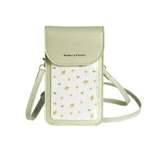 PU Waterproof Phone Bag for Unisex Lady Style Cash Card Holder Crossbody Shoulder Wallet Touch Screen Purses