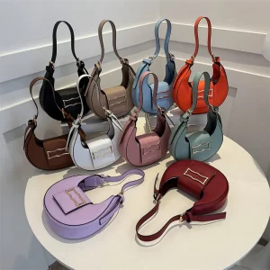 PU Women’s Fashion Handbag Zipper Simple New Crescent Stylish Underarm Shoulder Dumpling Polyester