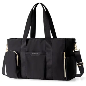 PU Zipper Work Tote Bag with 15.6″ Laptop Compartment & Multi Pockets Teachers Water Resistant Crossbody Bag for Women
