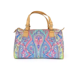 Paisley Boho Satchel Handbag for Women Durable Lightweight Colorful Ethnic Pattern Waterproof