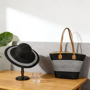 Paper Woven Beach Shoulder Bag for Women Lightweight Seaside Tote Bag for Women