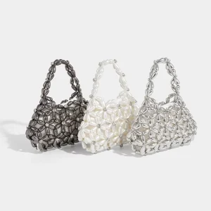 Party Evening Bags for Women’s Supplier Handbags Vintage Beaded Hand-Woven Flower Crossbody Bag