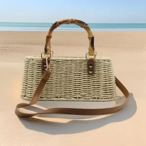 Pastoral Style Straw Bag Women’s Summer Retro Portable Single Strap Shoulder Crossbody Beach Bag