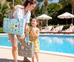 Patent New Handbag Simple Design Fashionable Beach Bag Leisure Eco Friendly Open Closure Waterproof Portable Shopping Bag