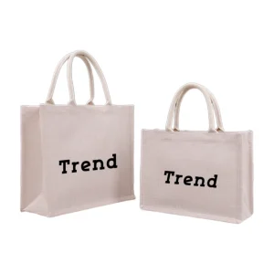 Personalized Eco friendly Recycled Beach Jute Minimalist Tote Bags Custom Logo Shoulder Handle Reusable Bridesmaid Gift Bags