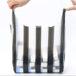 Plastic Shopping T shirt Bags Stripe Shopping Bags