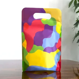 Plastic Stand up Pouch Mylar Bags Packaging for Shopping Gift Retail Store with Die Cut Handel Hand Hole and Ziplock Zipper