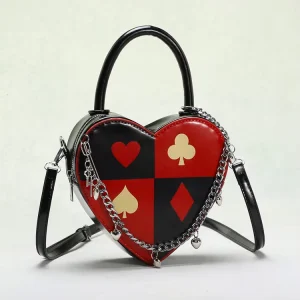Playing Card Heart shaped Shoulder Bag Made Of Artificial Leather Handbag Professionally Customized In Various Irregular Shapes