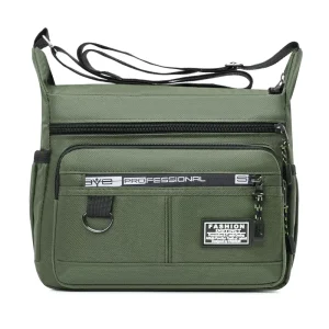 Polyester One Shoulder Messenger Bag Waterproof Multi Pocket Large Capacity for Men Daily Commute