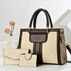 Popular 3 in 1 Set Women Tote Bags Top Handle Handbag Patchwork Shoulder Bag Custom logo Purses for Daily Use