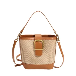 Popular Niche Straw Women’s Summer Style Crossbody Single Strap Hand Bucket Bag