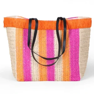 Popular Trends Paper Straw Beach Bag Tote Bags for Women Multi Color Mix and Match Shoulder Bags High capacity