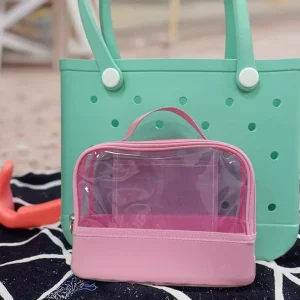 Popular Waterproof Durable Transparent Large Capacity Soft Zipper Makeup Bag Stylish Handbag for Storage Organization