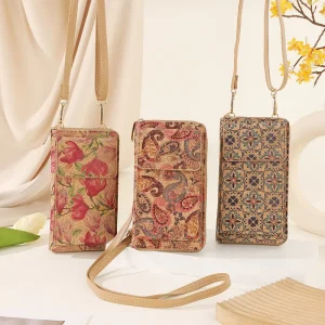 Portable Mini Mobile Phone Bag for Ladies Cute Vintage Girl Handbag Shoulder Purse Stylish Zipper Closure Women’s Wallet