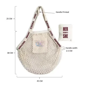 Portable Net Grocery Bag Tote Shoulder Bag Ecology Organic Cotton Folding Net Mesh Shopping Bag