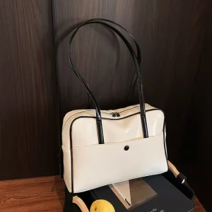 Portable PU Leather Shoulder Bag Fashionable Shoulder Purses Large Capacity Shopping Handbags For Outdoor Entertainment