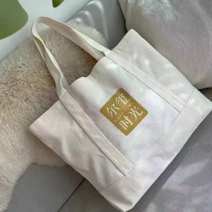 Premium Custom Printed Logo Foldable Recycled Eco Friendly Reusable Durable Zippered Organic Cotton Beach Tote Bag for Shopping