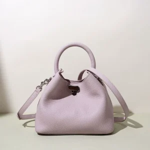 Premium Genuine Leather Bucket Bag Luxury Minimalist Crossbody Handbag Elegant Top Handle Shoulder Purse for Women