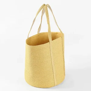 Premium Hand Woven Two Handles Bohemian National Style Portable Summer Beach Shoulder Paper Rope Bags Lady Bucket Bag