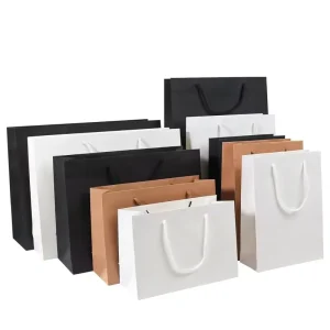 Price Famous Brand Gift Custom Printed Shopping Luxury Black Shoes Clothes Packaging Paper Bags