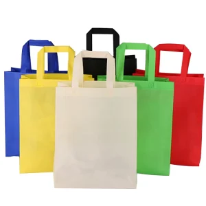 Printed Grocery Tote Bag Colorful Handle Die Cut Clothing Gift Bags Rainbow Custom Logo Print Reusable Non Woven Shopping Bag