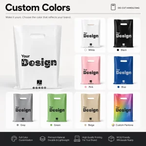 Professional Custom Solution OEM ODM Printed Heavy Duty Die Cut Plastic Shopping Bag for Clothing Store Supermarket Packaging