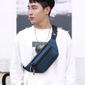 Promotion Casual Waterproof Travel Shoulder Fanny Pack Custom logo Waist Bag for Men with Earphone Hole