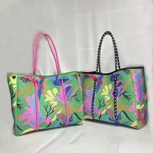 Promotional Beach Women’s Tote Bag Custom Perforated Neoprene Handbag