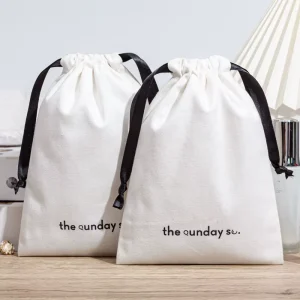Promotional Eco Friendly Custom Logo Printed Gift Soap Canvas Pouch Cotton Linen Candle Drawstring Bag